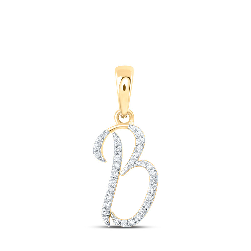 10kt Yellow Gold Womens Round Diamond B Initial Letter Pendant 1/10 Cttw