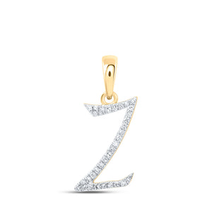 10kt Yellow Gold Womens Round Diamond Z Initial Letter Pendant 1/10 Cttw