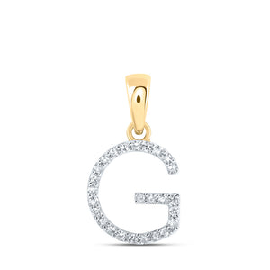 10kt Yellow Gold Womens Round Diamond G Initial Letter Pendant 1/10 Cttw
