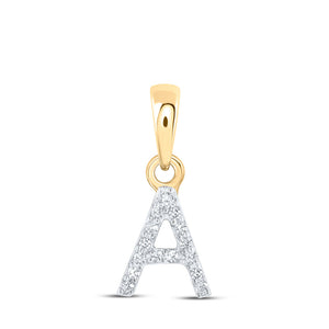 10kt Yellow Gold Womens Round Diamond A Initial Letter Pendant .03 Cttw