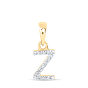 10kt Yellow Gold Womens Round Diamond Z Initial Letter Pendant .03 Cttw
