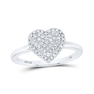 10kt White Gold Womens Round Diamond Heart Ring 1/4 Cttw
