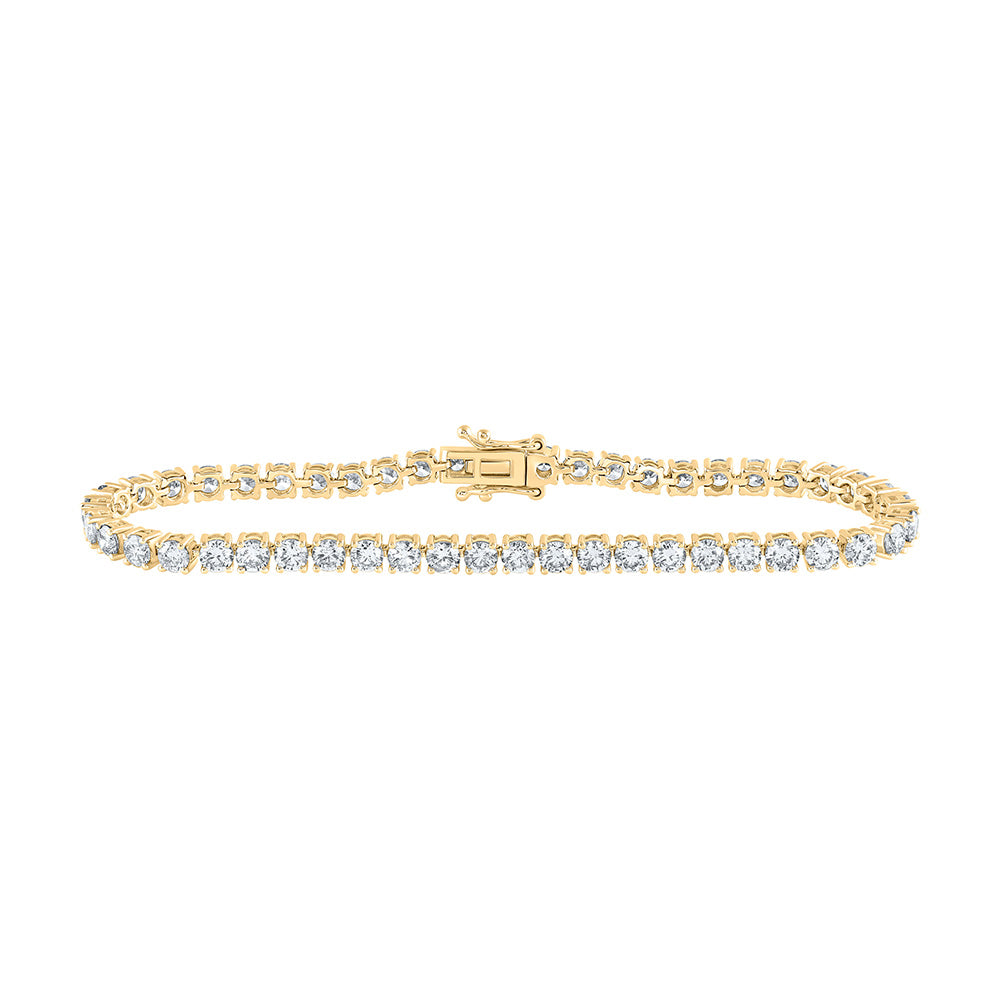 14kt Yellow Gold Womens Round Diamond Fashion Bracelet 7 Cttw