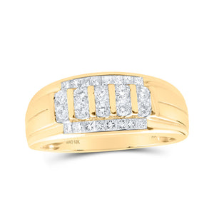 10kt Yellow Gold Mens Round Diamond Band Ring 3/4 Cttw