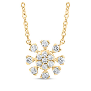 14kt Yellow Gold Womens Round Diamond 18-inch Cluster Necklace 1/3 Cttw