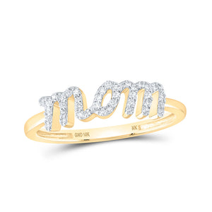 10kt Yellow Gold Womens Round Diamond Mom Ring 1/6 Cttw