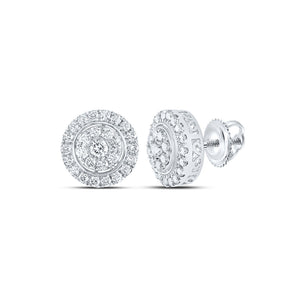 10kt White Gold Womens Round Diamond Cluster Earrings 1-1/4 Cttw