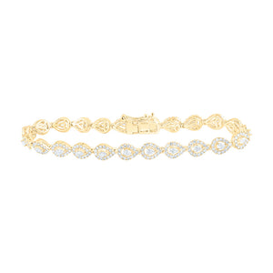 14kt Yellow Gold Womens Pear Diamond Fashion Bracelet 3 Cttw