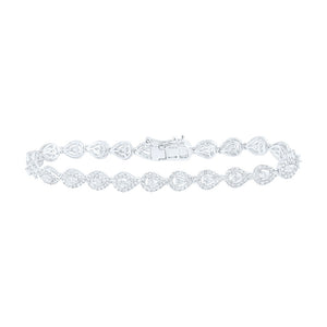 14kt White Gold Womens Pear Diamond Fashion Bracelet 3 Cttw