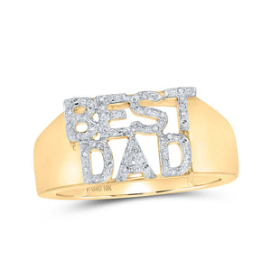 10kt Yellow Gold Mens Round Diamond BEST DAD Band Ring 1/10 Cttw