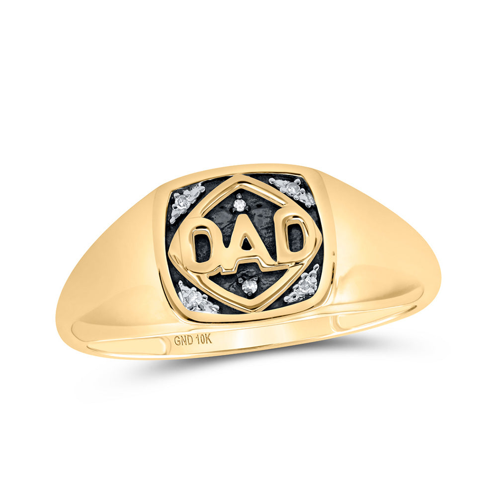 Buy 0.02 Carat (ctw) Round White Diamond DAD Ring for Men in 14K Yellow Gold  Online at Dazzling Rock