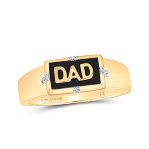 10kt Yellow Gold Mens Round Diamond DAD Band Ring .03 Cttw