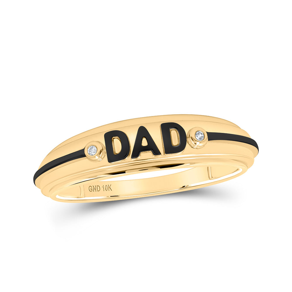 10kt Yellow Gold Mens Round Diamond DAD Band Ring .01 Cttw