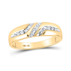 10kt Yellow Gold Mens Round Diamond Wedding Band Ring .03 Cttw