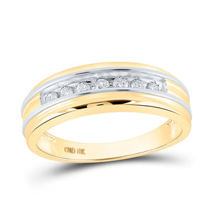 10kt Two-tone Gold Mens Round Diamond Single Row Band Ring 1/4 Cttw