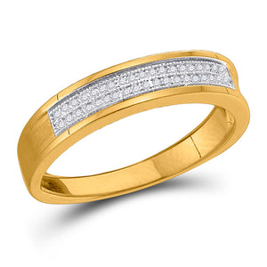 10kt Yellow Gold Mens Round Diamond Pave Band Ring 1/8 Cttw