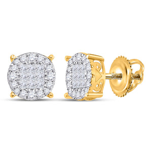 14kt Yellow Gold Womens Princess Diamond Fashion Cluster Earrings 1/2 Cttw