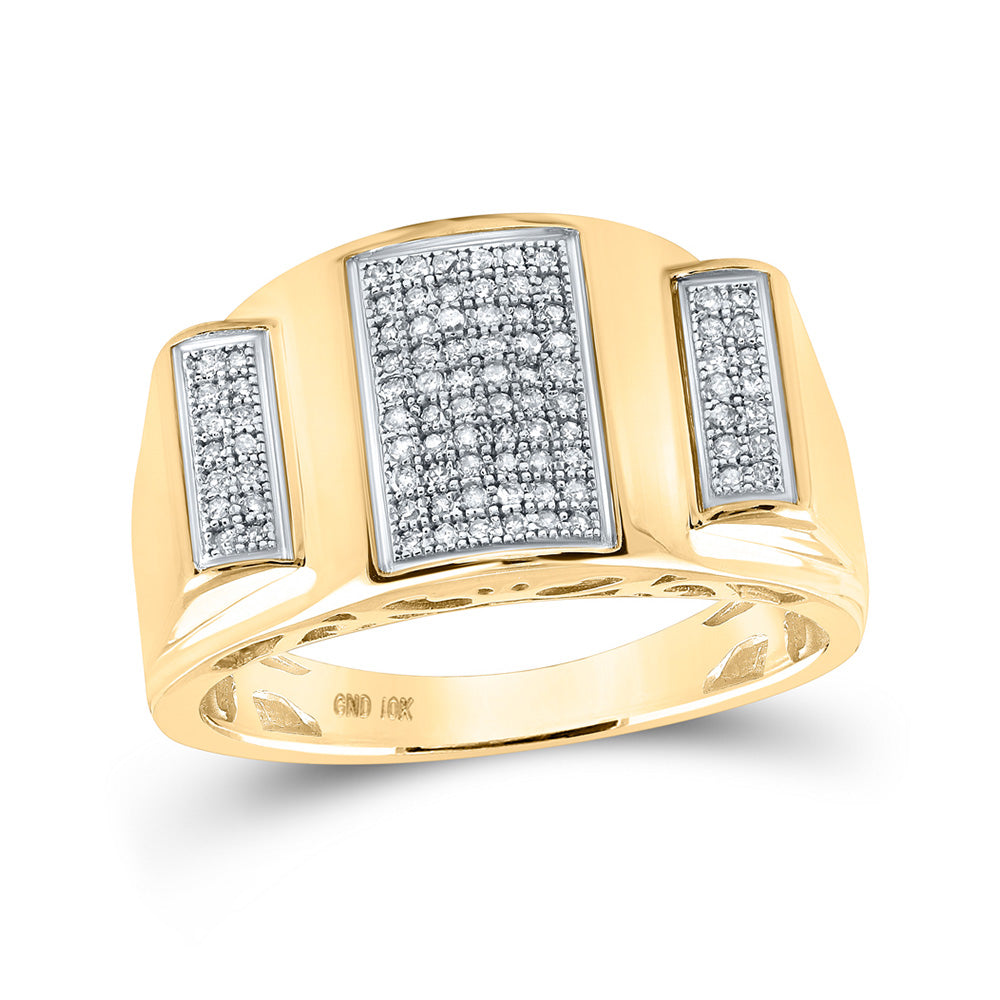 10kt Yellow Gold Mens Round Diamond Band Ring 1/4 Cttw