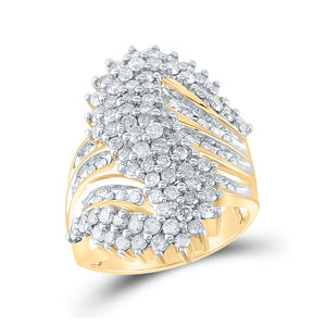 10kt Yellow Gold Womens Round Diamond Cluster Ring 2 Cttw