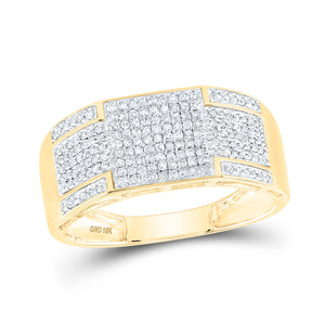 10kt Yellow Gold Mens Round Diamond Band Ring 3/8 Cttw