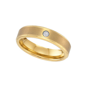 Yellow-tone Tungsten Carbide Mens Round Diamond Band Ring .01 Cttw Size 9