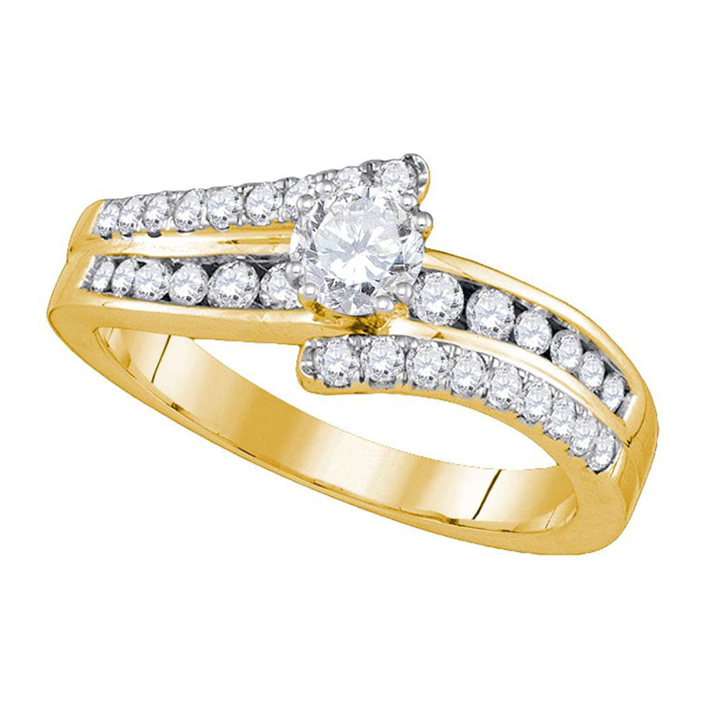 14kt Yellow Gold Round Diamond Solitaire Bridal Wedding Engagement Ring 7/8 Cttw