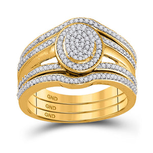 10kt Yellow Gold Round Diamond Bridal Wedding Ring Band Set 1/3 Cttw