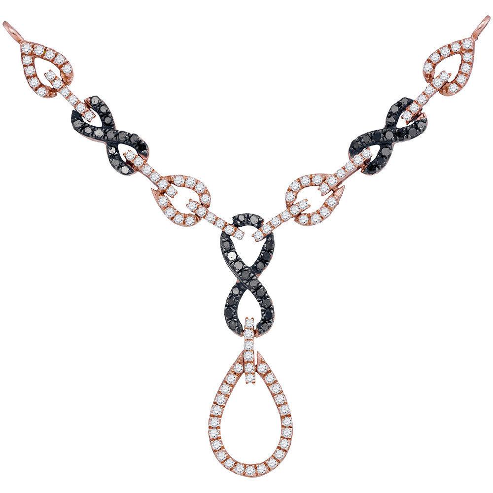 10kt Rose Gold Womens Round Black Color Enhanced Diamond Fashion Necklace 3/4 Cttw