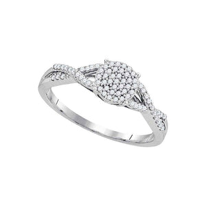 10kt White Gold Round Diamond Cluster Bridal Wedding Engagement Ring 1/5 Cttw