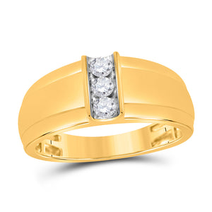 10kt Yellow Gold Mens Round Diamond Single Row Band Ring 1/4 Cttw