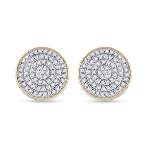 10kt Yellow Gold Mens Round Diamond 3D Disk Circle Earrings 1/3 Cttw
