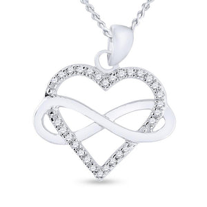 Sterling Silver Womens Round Diamond Heart Pendant 1/6 Cttw