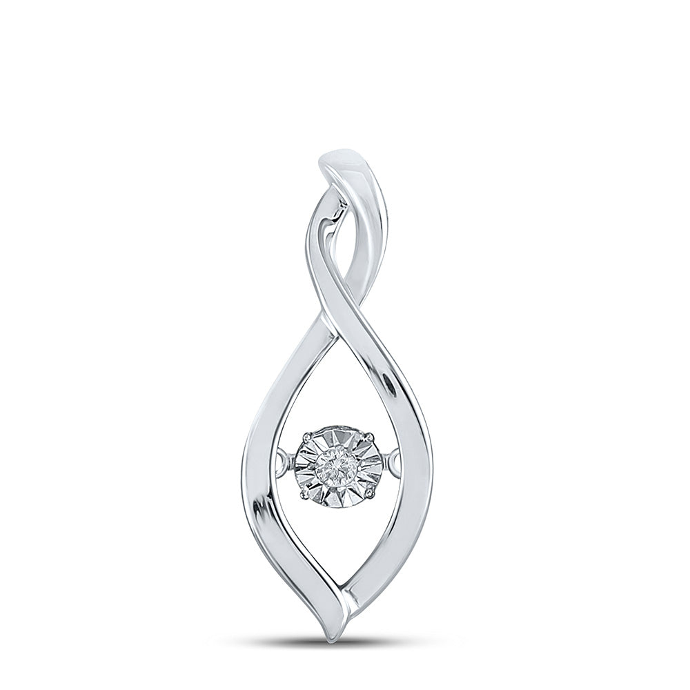 10kt White Gold Womens Round Diamond Moving Twinkle Solitaire Pendant .03 Cttw