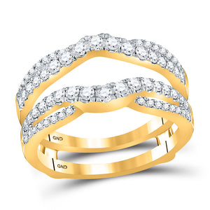 14kt Yellow Gold Womens Round Diamond Wedding Wrap Ring Guard Enhancer 5/8 Cttw