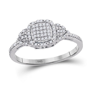 10kt White Gold Womens Round Diamond Square Cluster Ring 1/6 Cttw
